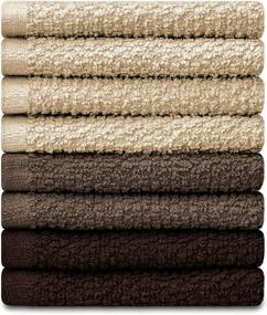 img 3 attached to 🧽 DecorRack 8 Pack Kitchen Dish Towels, 100% Cotton Washcloth, Luxuriously Soft, 12x12 inch Highly Absorbent, Machine Washable Cleaning Cloths, Coffee (8 Pack)