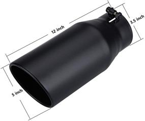 img 3 attached to 🔥 LCGP Exhaust Tip 3.5" Inlet 5" Outlet 12" Long, Bolt On Design, Stainless Steel, Black Powder Coated, Rolled Angle Cut, Tailpipe Tip - High Quality Performance Upgrade