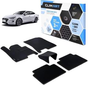 img 4 attached to 🚗 Clim Art Custom Fit Floor Mats for Hyundai Sonata 2020-2021/Kia K5 2021, 1st & 2nd Row, Floor Liner, All-Weather, Car Accessories, Black/Black - FL011520039