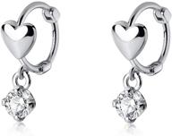 dainty 925 sterling silver heart hoop cz dangle earrings 💎 for women and girls - stylish charm cubic zirconia cartilage sleeper hoops logo