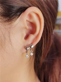 img 2 attached to Dainty 925 Sterling Silver Heart Hoop CZ Dangle Earrings 💎 for Women and Girls - Stylish Charm Cubic Zirconia Cartilage Sleeper Hoops