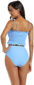 img 2 attached to MOLYBELL Shirred Bathingsuit Strapless Swimsuit Women's Clothing and Swimsuits & Cover Ups