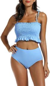 img 4 attached to MOLYBELL Shirred Bathingsuit Strapless Swimsuit Women's Clothing and Swimsuits & Cover Ups