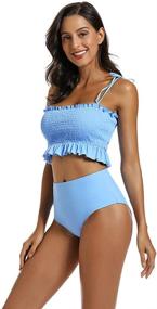 img 1 attached to MOLYBELL Shirred Bathingsuit Strapless Swimsuit Women's Clothing and Swimsuits & Cover Ups