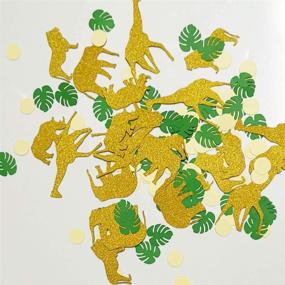 img 1 attached to 🦁 100 pcs Gold Glitter Safari Animal Confetti Decorations - Perfect for Jungle Theme Baby Shower, Birthday Party, or Zoo Boy Celebration