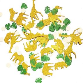 img 4 attached to 🦁 100 pcs Gold Glitter Safari Animal Confetti Decorations - Perfect for Jungle Theme Baby Shower, Birthday Party, or Zoo Boy Celebration