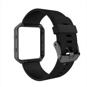 img 1 attached to Спортивный браслет Simpeak Fitbit Blaze с металлической рамкой - силиконовая замена ремешка на запястье для умных часов Fitbit Blaze, идеально подходит для мужчин и женщин, занимающихся фитнесом