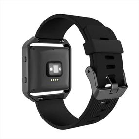 img 2 attached to Спортивный браслет Simpeak Fitbit Blaze с металлической рамкой - силиконовая замена ремешка на запястье для умных часов Fitbit Blaze, идеально подходит для мужчин и женщин, занимающихся фитнесом