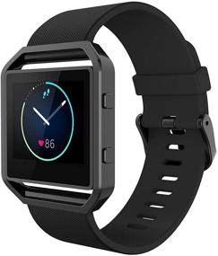 img 3 attached to Спортивный браслет Simpeak Fitbit Blaze с металлической рамкой - силиконовая замена ремешка на запястье для умных часов Fitbit Blaze, идеально подходит для мужчин и женщин, занимающихся фитнесом