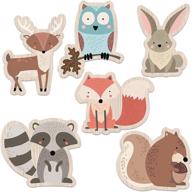 🦊 woodland creatures card stock cutouts - baby shower decorations & party supplies set of 6 large laminated figures - durable, reusable & perfect for forest animal themed events logo
