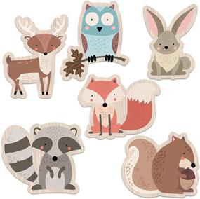 img 4 attached to 🦊 Woodland Creatures Card Stock Cutouts - Baby Shower Decorations & Party Supplies Set of 6 Large Laminated Figures - Durable, Reusable & Perfect for Forest Animal Themed Events