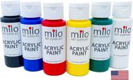 🎨 milo acrylic paint set - 6 colors, 2 oz bottles - student primary colors acrylics painting pack - made in usa - non-toxic art & craft paints for artists, kids, hobby painters логотип