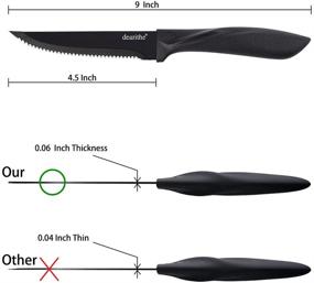 img 3 attached to 🔪 Набор из 6 ножей для стейка Dearithe - зубчатые лезвия из черной нержавеющей стали, 4,5 дюйма, покрытие от прилипания для предотвращения ржавчины - идеально подходит для ресторана, кухни, походов.