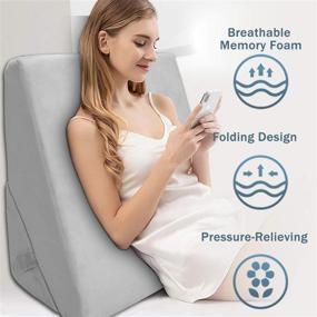 img 3 attached to 📚 Adjustable Bed Wedge Pillow - 9 &amp; 12 Inch Memory Foam Wedge Pillow for Sleeping with Removable Cover - Folding Incline Cushion for Legs and Back Support, Acid Reflux, Anti Snoring, Reading