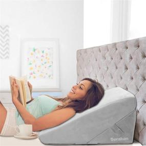 img 4 attached to 📚 Adjustable Bed Wedge Pillow - 9 &amp; 12 Inch Memory Foam Wedge Pillow for Sleeping with Removable Cover - Folding Incline Cushion for Legs and Back Support, Acid Reflux, Anti Snoring, Reading