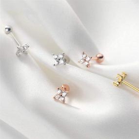 img 1 attached to 👂✨ Hypoallergenic Zirconia Earrings: Stylish Sterling Cartilage Jewelry for Girls