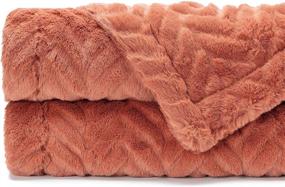 img 2 attached to 🧡 Chanasya Soft Faux Fur Embossed Throw Blanket - Solid Color Double Layered Super Soft Cozy Plush Elegant Burnt Orange Throw - for Bed Couch and Living Room (50x65 Inches) Rust Blanket