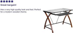 img 1 attached to 💻 Optimized Glass Computer Desk: Pull-Out Keyboard Tray & Sturdy Crisscross Frame by Flash Furniture