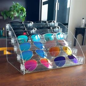 img 4 attached to Organize and Showcase your Sunglasses in Style with MineSign Clear Eyeglasses Display Case: 6 Layer Eyewear Storage Tray and Tabletop Holder Stand
