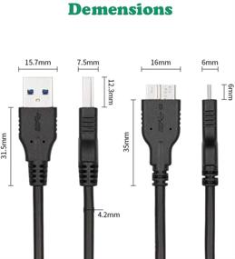 img 2 attached to 2-Pack USB 3.0 Micro Cables: 1ft A to Micro B + 3.3ft C to Micro B - Compatible with Camera, Seagate External Hard Drive, WD My Passport & Elements Hard Drives