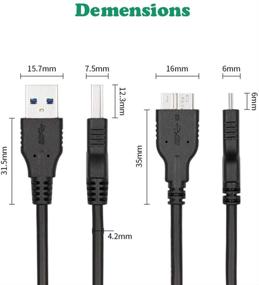 img 2 attached to Набор из 2-х кабелей USB 3.0 Micro: 1 фут A на Micro B + 3.3 фута C на Micro B - Совместим с камерой, внешним жестким диском Seagate, WD My Passport и Elements Hard Drives.