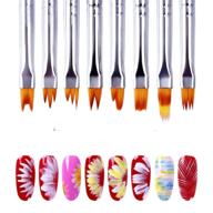 💅 8pcs 3d nail art brush set: gradient acrylic painting, diy flower drawing, gel polish brush with purple handles - perfect manicure tool for girls logo