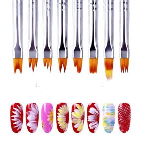 img 4 attached to 💅 8Pcs 3D Nail Art Brush Set: Gradient Acrylic Painting, DIY Flower Drawing, Gel Polish Brush with Purple Handles - Perfect Manicure Tool for Girls