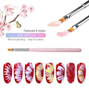 img 3 attached to 💅 8Pcs 3D Nail Art Brush Set: Gradient Acrylic Painting, DIY Flower Drawing, Gel Polish Brush with Purple Handles - Perfect Manicure Tool for Girls