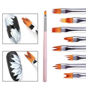 img 1 attached to 💅 8Pcs 3D Nail Art Brush Set: Gradient Acrylic Painting, DIY Flower Drawing, Gel Polish Brush with Purple Handles - Perfect Manicure Tool for Girls