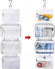 img 3 attached to 🧳 Hanging Stripe Blue Toiletry Organizer: Waterproof and Travel-Friendly Cosmetic Bag
