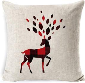 img 1 attached to 🎄 Christmas Spirit Galore: Acdoslow Pillow Covers - 18"x18", Tree, Reindeer, Buffalo Plaid Design - Ideal for Festive Home Decor, Set of 4 LTDZ-008