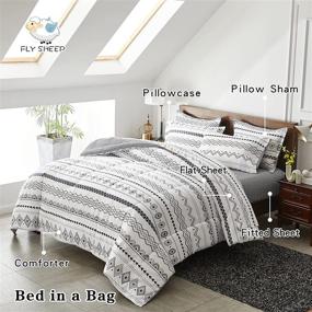 img 3 attached to 🛏️ Transform Your Bedroom with the Flysheep Bed in a Bag 7-Piece Queen Size Set: Black n White Bohemian Geometric Aztec Style