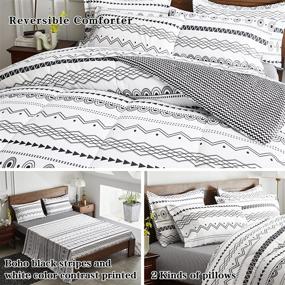 img 1 attached to 🛏️ Transform Your Bedroom with the Flysheep Bed in a Bag 7-Piece Queen Size Set: Black n White Bohemian Geometric Aztec Style