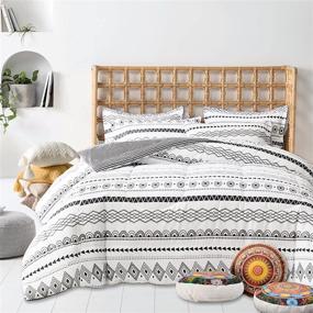 img 4 attached to 🛏️ Transform Your Bedroom with the Flysheep Bed in a Bag 7-Piece Queen Size Set: Black n White Bohemian Geometric Aztec Style