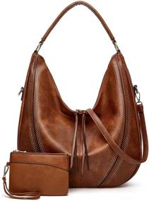 img 4 attached to 👜 Stylish and Spacious: Large Shoulder Handbags for Women - Boho Crossbody Bags with Tassel, Faux Leather Hobo Purses, and Retro Satchels