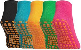 img 4 attached to Highly Slip-Resistant Trampoline Ankle Grip Socks - Set of 5 Pairs for Boys, Girls, Toddlers, and Kids