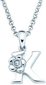 img 4 attached to 💎 .925 Sterling Silver Diamond Accent Initial Necklace for Girls with Flower Accent Pendant and 14&#34; Rolo Chain + 2&#34; Extender