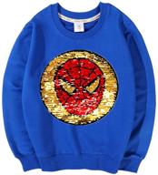 sequin superhero sequined sleeve cotton boys' clothing in fashion hoodies & sweatshirts logo