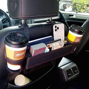 img 3 attached to 🚗 UILB Multi-Position Car Rear Seat Cup Holder: Convenient Storage for Two Big Cups, Side Cup, Money, Cards, Phone, and Wallet