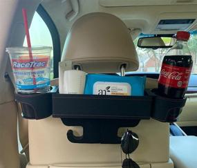 img 2 attached to 🚗 UILB Multi-Position Car Rear Seat Cup Holder: Convenient Storage for Two Big Cups, Side Cup, Money, Cards, Phone, and Wallet