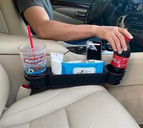 img 1 attached to 🚗 UILB Multi-Position Car Rear Seat Cup Holder: Convenient Storage for Two Big Cups, Side Cup, Money, Cards, Phone, and Wallet