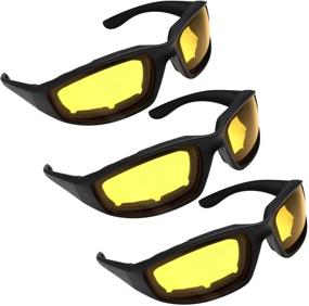 img 1 attached to 🕶️ HiSurprise Motorcycle Riding Glasses: 3 Pairs of Smoke, Clear & Yellow Lenses