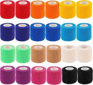 colorful 24-pack self-adherent cohesive wrap bandages: first aid tape 🌈 for sports injuries and support, elastic self-adhesive tape for wrist and ankle logo