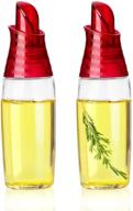 🍶 gmisun cooking oil containers: 12 oz/350ml small clear glass olive oil dispenser bottles with auto-flip cap - set of 2, red (red-2 pack) logo