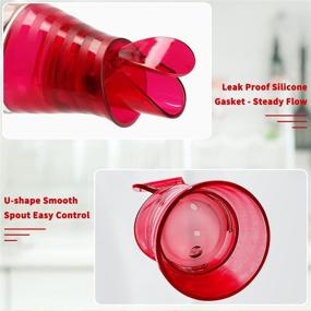 img 3 attached to 🍶 GMISUN Cooking Oil Containers: 12 OZ/350ml Small Clear Glass Olive Oil Dispenser Bottles with Auto-Flip Cap - Set of 2, Red (Red-2 Pack)