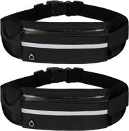 2-pack black running belt for women and men - ultra light bounce free waist pouch, adjustable waistband bag for phones - workout fanny pack, sport waist pack logo