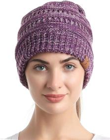 img 3 attached to Soul Young Women's Winter Hat - Ponytail Messy Bun Beanie Tail Knit Hole Soft Stretch Cable