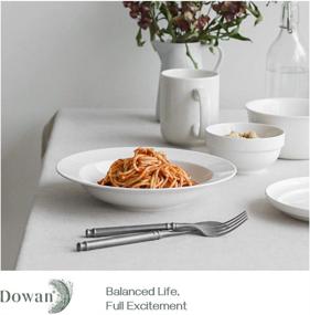 img 3 attached to 🍝 DOWAN Porcelain Pasta Bowls - Elegant and Functional Dishware for Delicious Ounces of Pasta