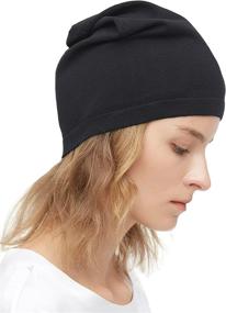 img 4 attached to 🧣 Breathable Silk Knitted Slouchy Beanie by LilySilk - Thin, Stretchy Skull Cap for Women and Men with Curly Hair. Soft and Comfortable, perfect for Slapping!