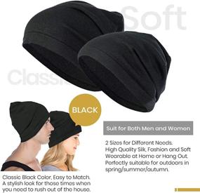 img 1 attached to 🧣 Breathable Silk Knitted Slouchy Beanie by LilySilk - Thin, Stretchy Skull Cap for Women and Men with Curly Hair. Soft and Comfortable, perfect for Slapping!